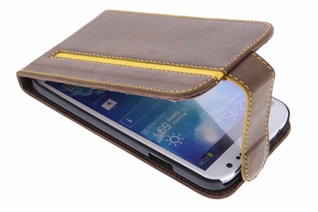 Image of Stripe flipcase voor de Samsung Galaxy S4 - Vintage Brown