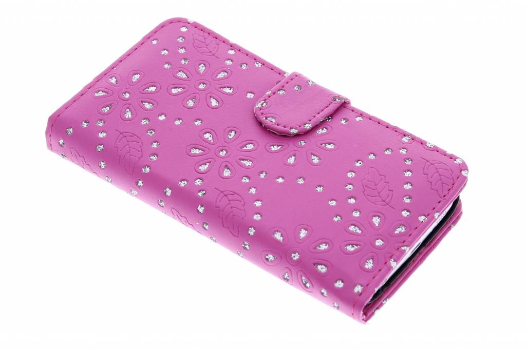 Image of Fuchsia bloemblad design booktype hoes voor de Samsung Galaxy S6 Edge