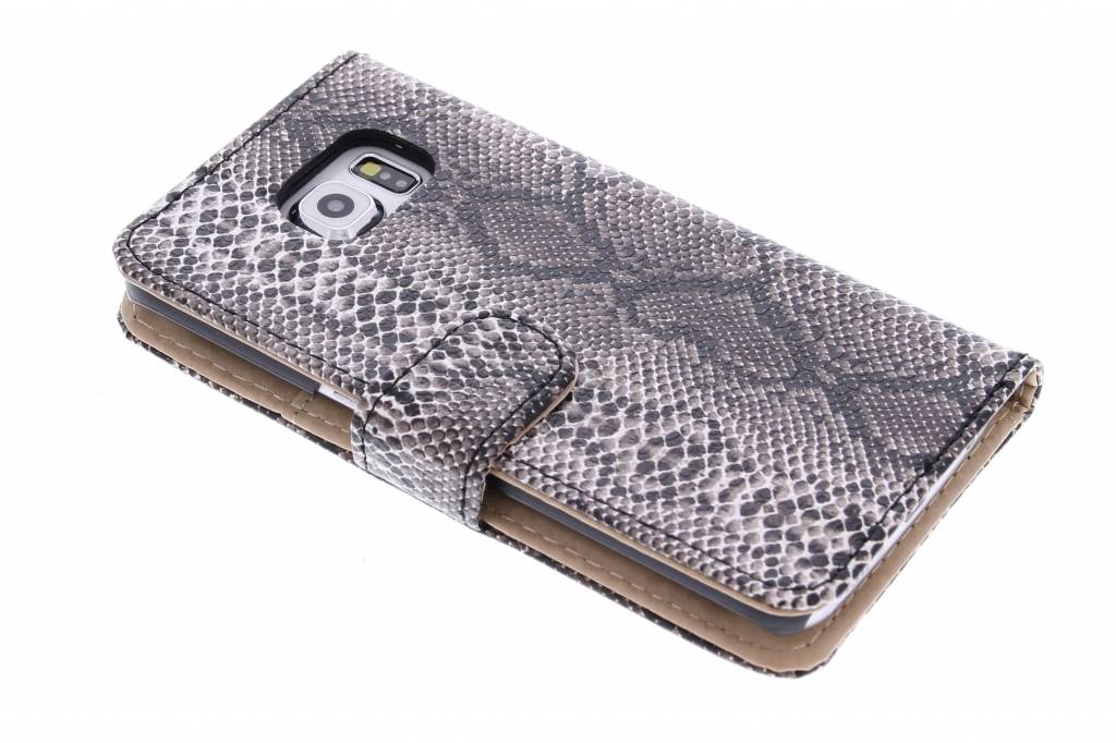 Image of Zwarte slangenprint design booktype hoes voor de Samsung Galaxy S6 Edge