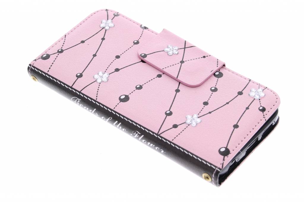 Image of Roze flower beads TPU booktype hoes voor de Samsung Galaxy S6 Edge