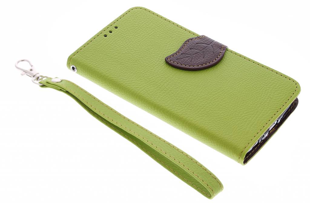 Image of Groene blad design TPU booktype hoes voor de LG G3