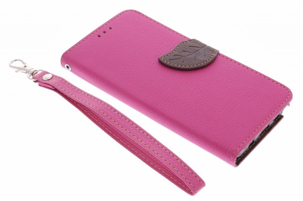 Image of Fuchsia blad design TPU booktype hoes voor de Samsung Galaxy Note 5