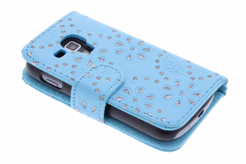 Image of Turquoise bloemblad design booktype hoes voor de Samsung Galaxy S Duos / Trend (Plus)