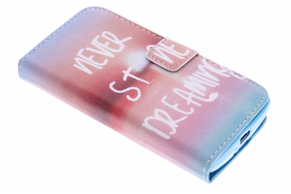 Image of Never stop dreaming design TPU booktype hoes voor de LG Leon