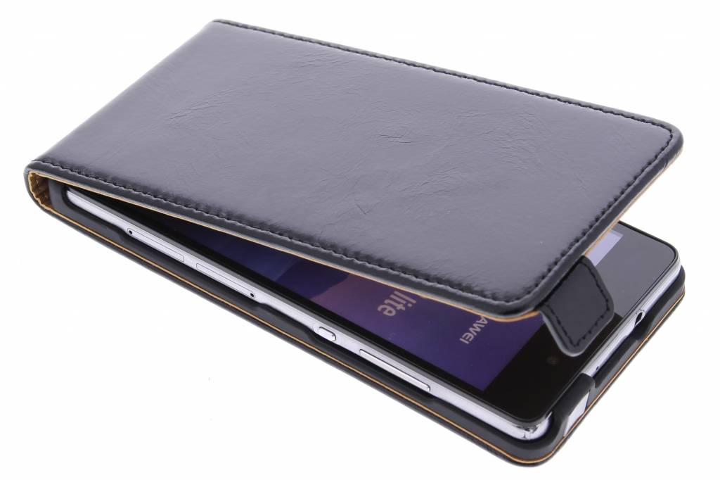 Image of Luxe lederen Flipcase voor de Huawei P8 Lite - Zwart