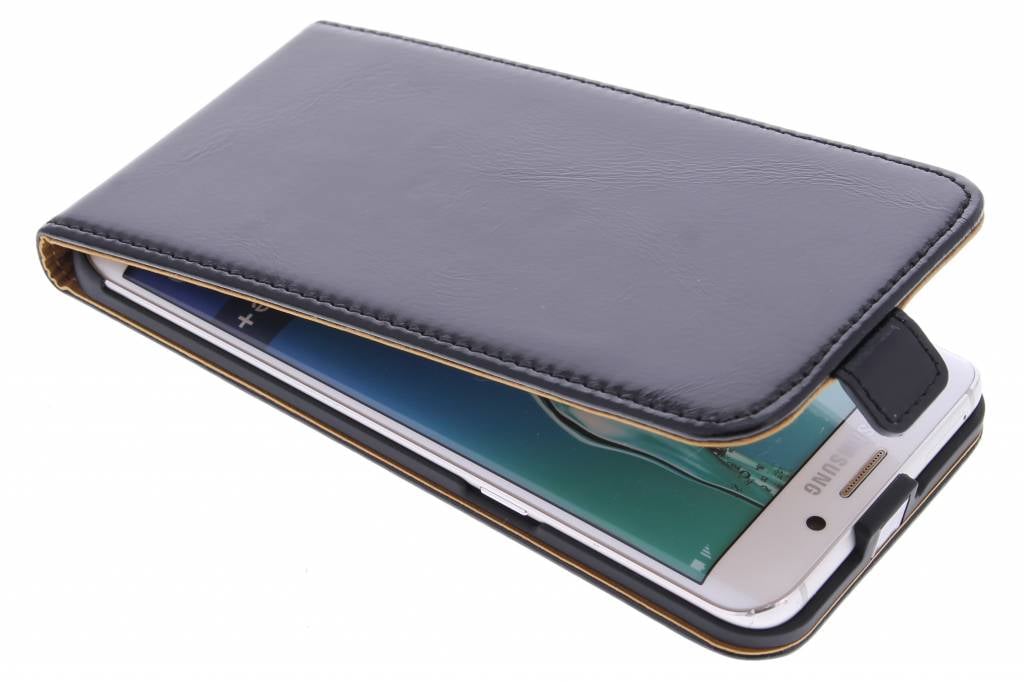 Image of Luxe lederen Flipcase voor de Samsung Galaxy S6 Edge Plus - Zwart