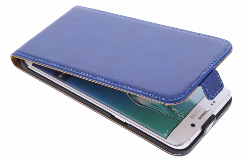 Image of Luxe lederen Flipcase voor de Samsung Galaxy S6 Edge Plus - Blauw