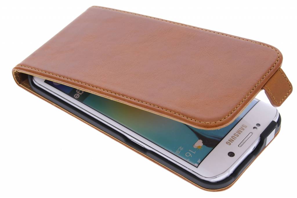 Image of Luxe lederen Flipcase voor de Samsung Galaxy S6 Edge - Bruin