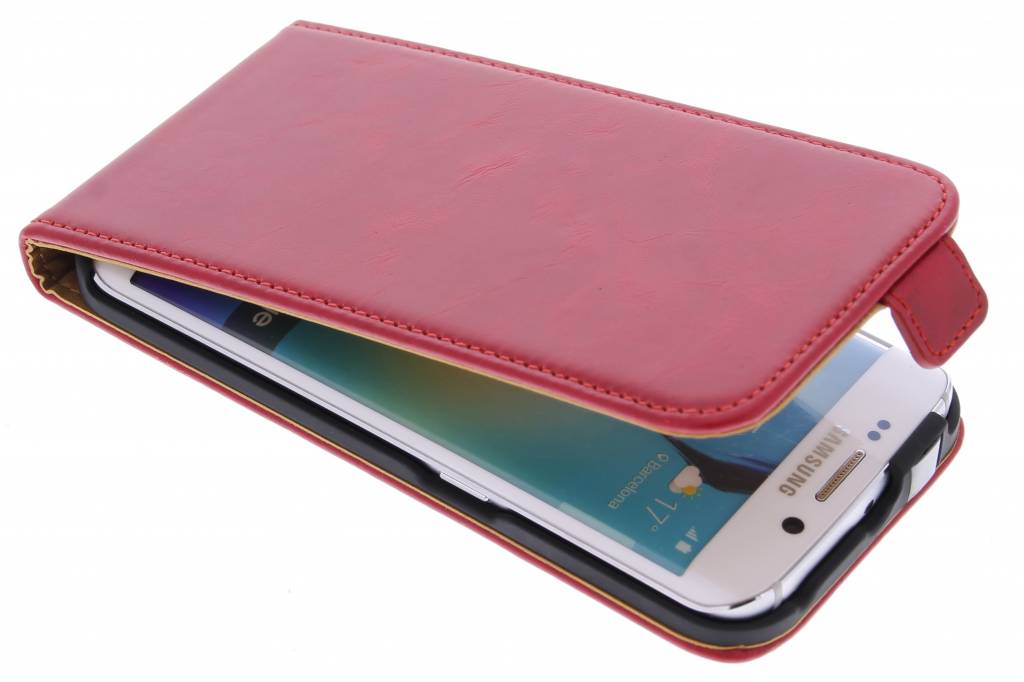 Image of Luxe lederen Flipcase voor de Samsung Galaxy S6 Edge - Rood