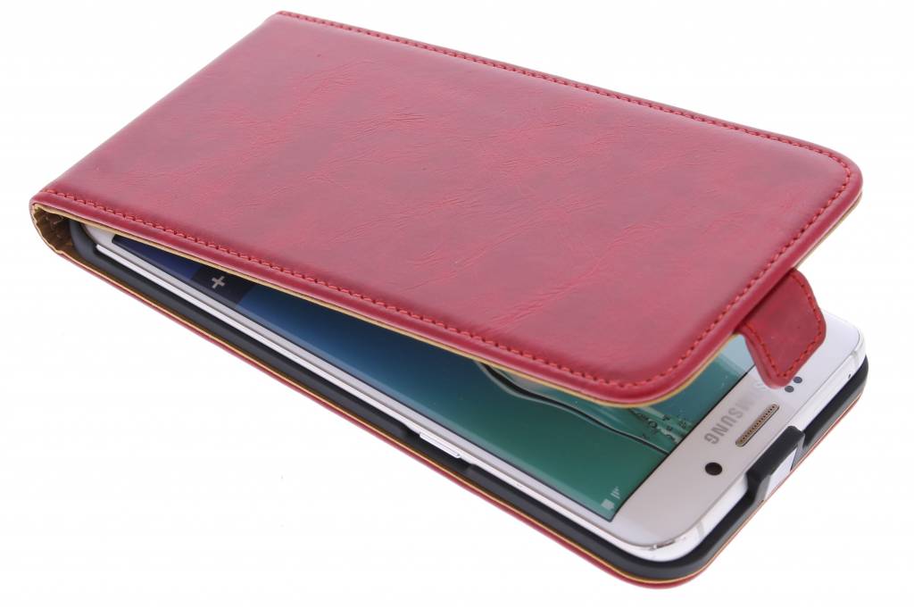 Image of Luxe lederen Flipcase voor de Samsung Galaxy S6 Edge Plus - Rood