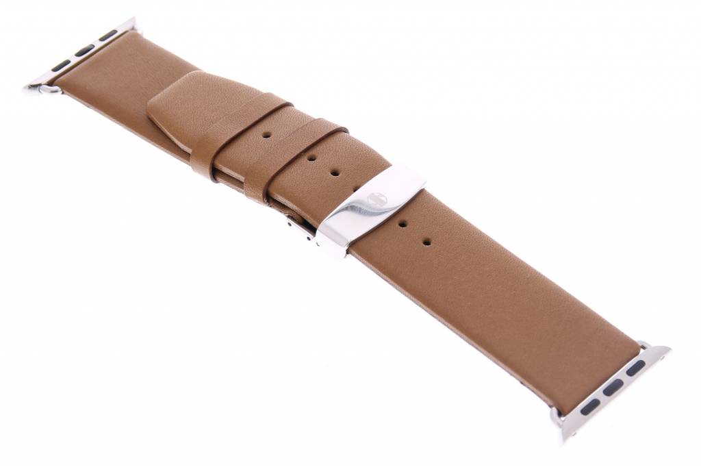 Image of Bruine effen lederen bandje met kliksluiting voor de Apple Watch 42mm