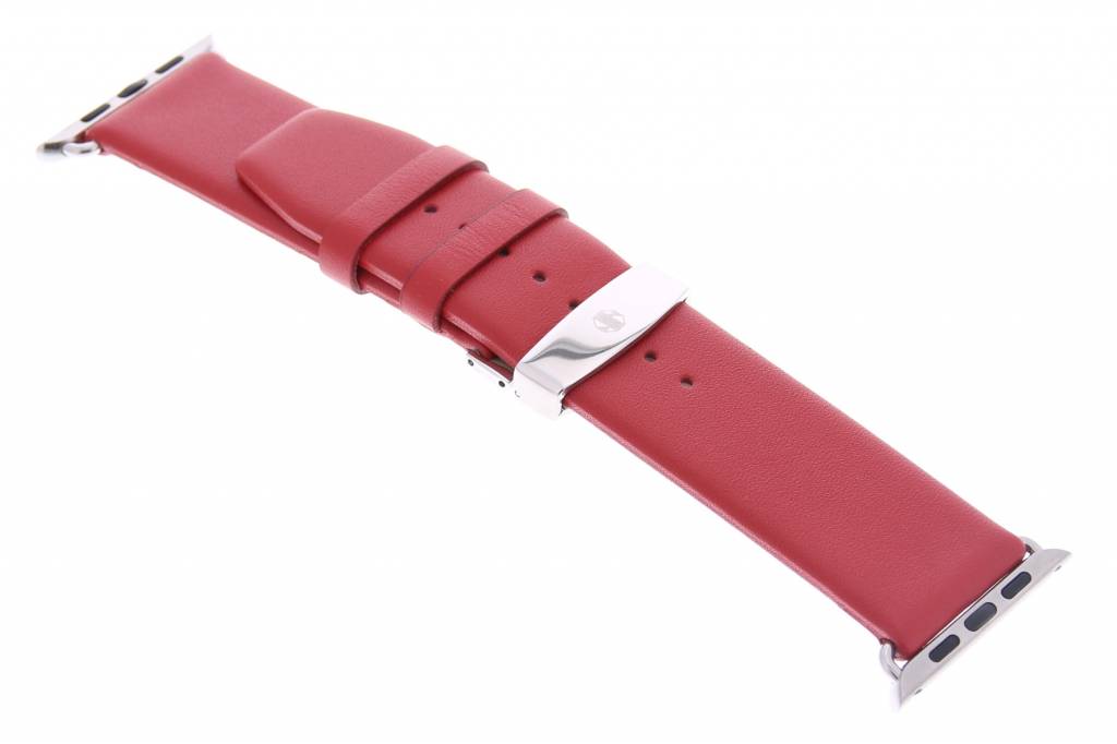 Image of Rode effen lederen bandje met kliksluiting voor de Apple Watch 42mm