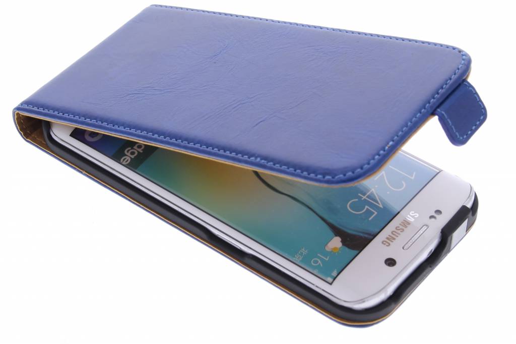 Image of Luxe lederen Flipcase voor de Samsung Galaxy S6 Edge - Blauw
