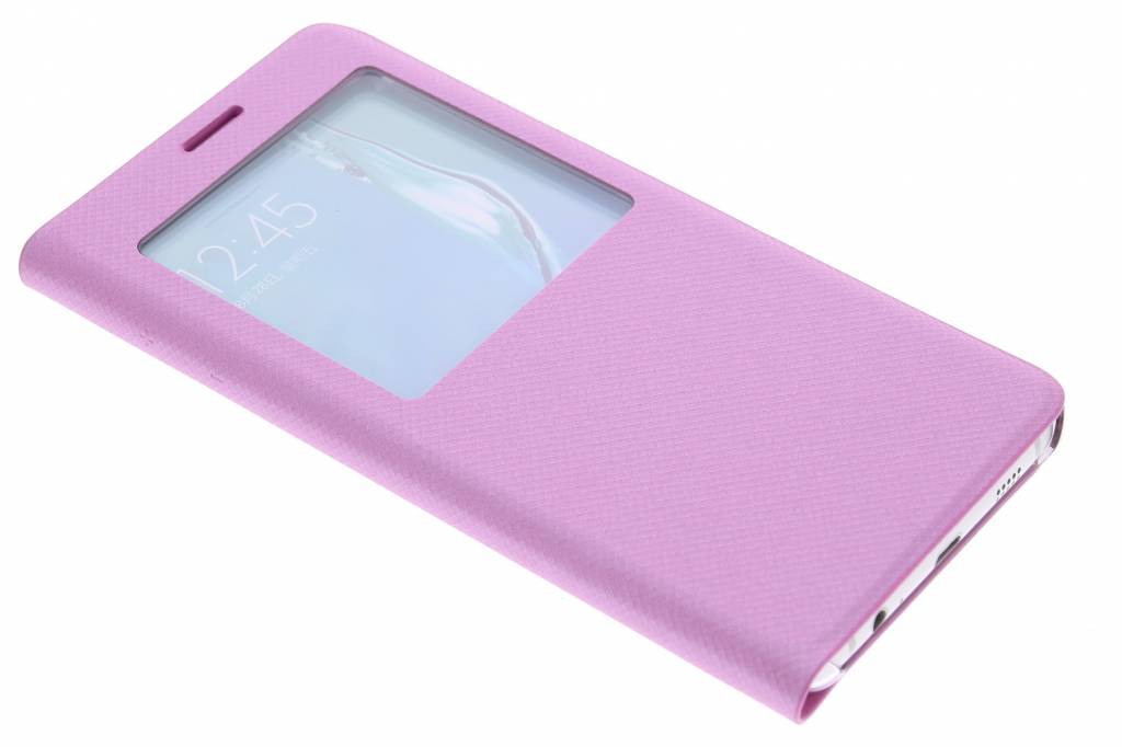 Image of Roze moderne slim booktype met venster voor de Samsung Galaxy S6 Edge Plus