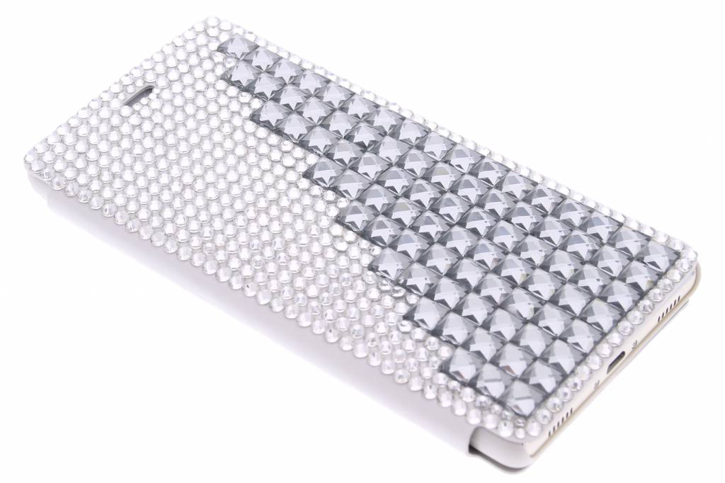 Image of Glazen strass slim booktype hoes voor de Huawei P8