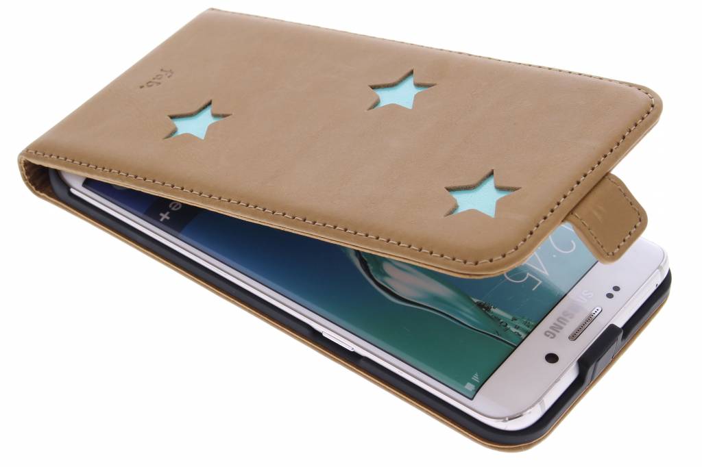 Image of Aqua Reversed Star Flipcase voor de Samsung Galaxy S6 Edge Plus