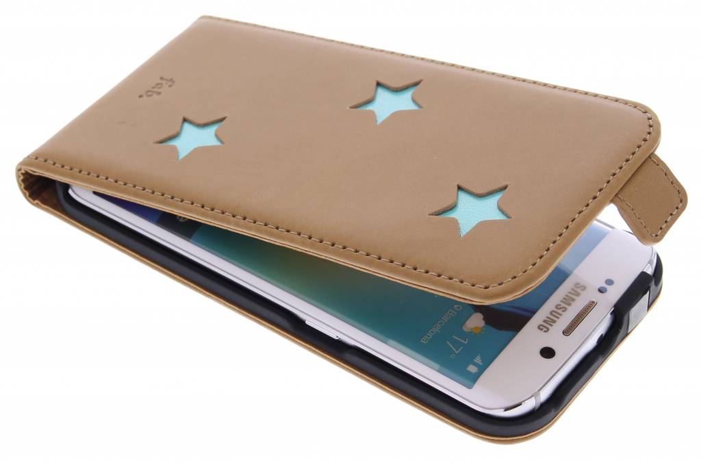 Image of Aqua Reversed Star Flipcase voor de Samsung Galaxy S6 Edge