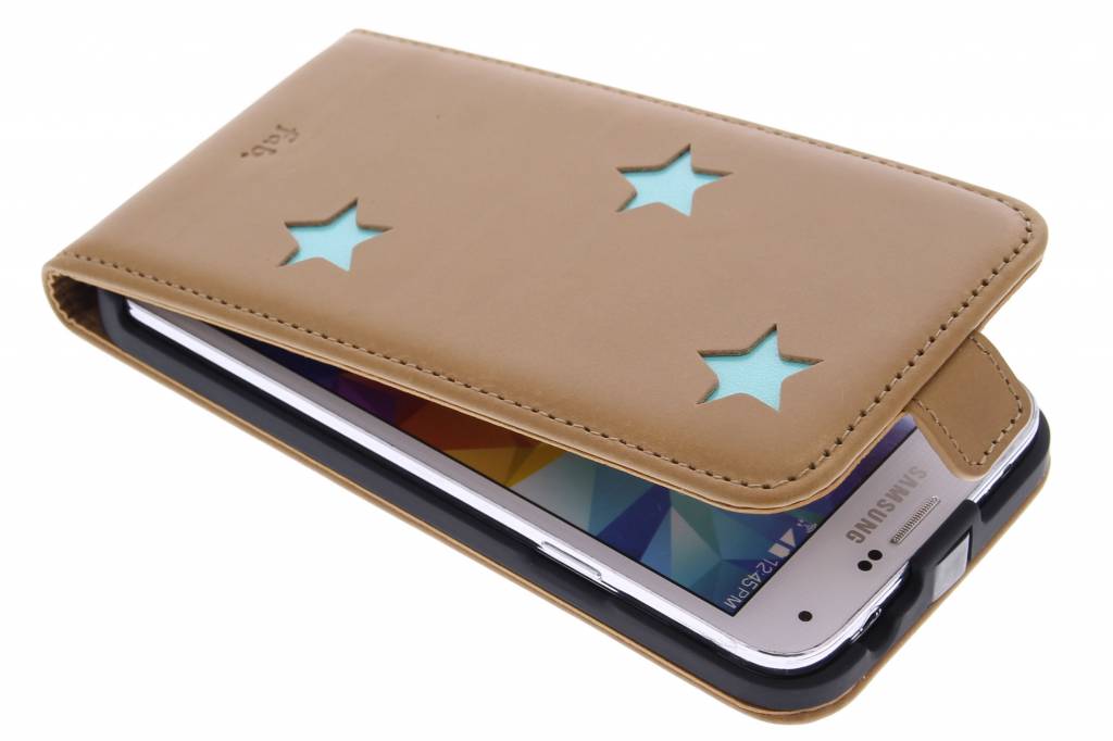Image of Aqua Reversed Star Flipcase voor de Samsung Galaxy S5 (Plus) / Neo