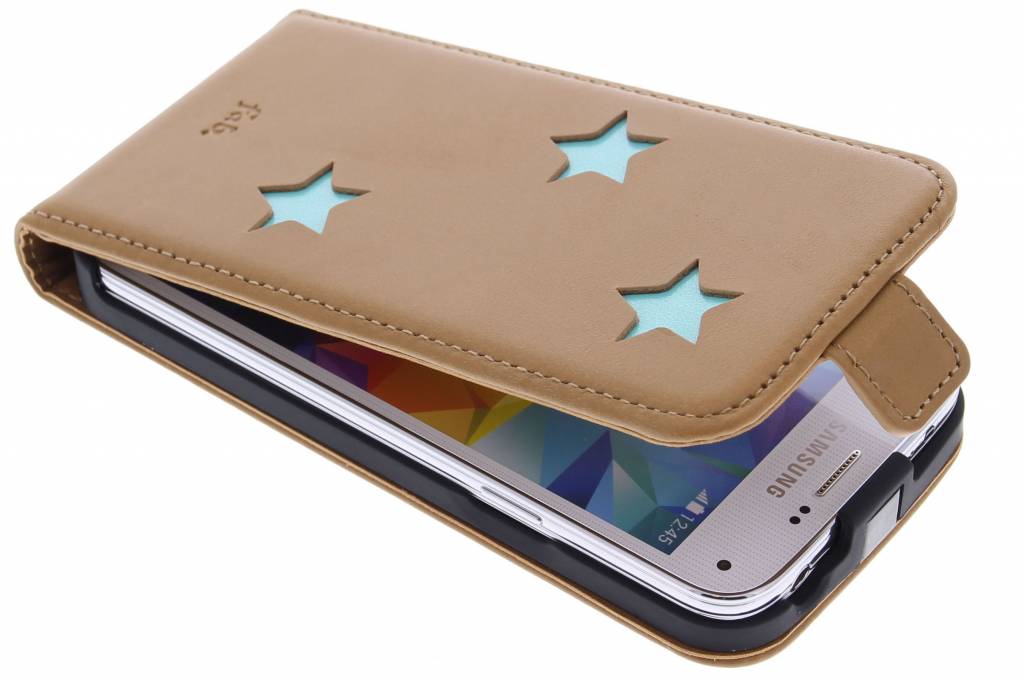 Image of Aqua Reversed Star Flipcase voor de Samsung Galaxy S5 Mini