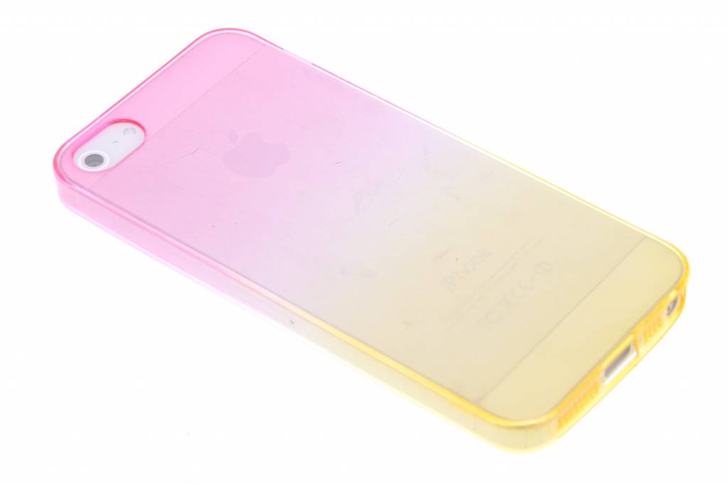 Image of Roze/geel tweekleurig transparant TPU siliconen hoesje voor de iPhone 5 / 5s / SE