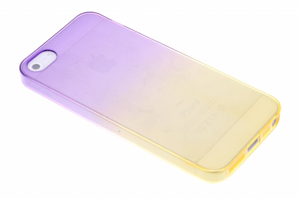 Image of Paars/geel tweekleurig transparant TPU siliconen hoesje voor de iPhone 5 / 5s / SE