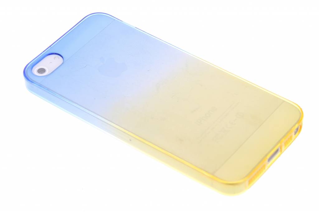 Image of Blauw/geel tweekleurig transparant TPU siliconen hoesje voor de iPhone 5 / 5s / SE