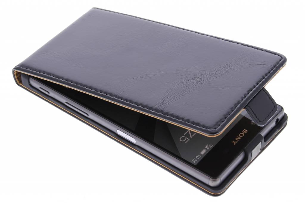 Image of Luxe lederen Flipcase voor de Sony Xperia Z5 - Zwart