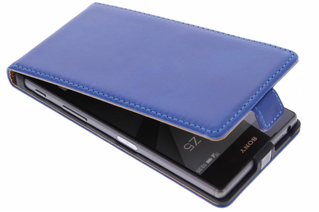 Image of Luxe lederen Flipcase voor de Sony Xperia Z5 - Blauw