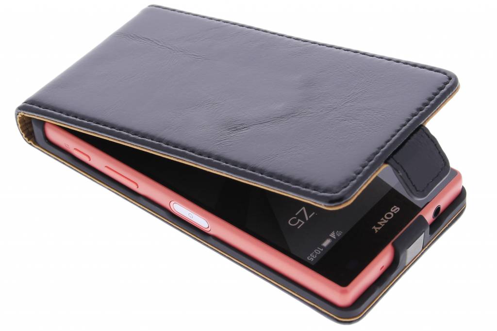 Image of Luxe Lederen Flipcase voor de Sony Xperia Z5 Compact - Zwart