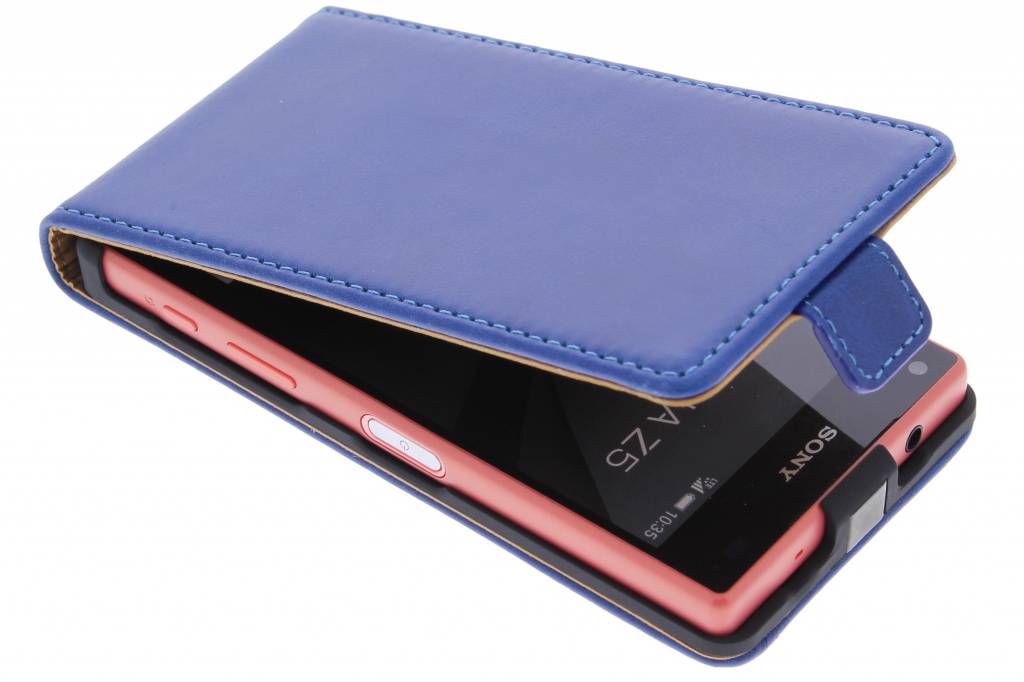 Image of Luxe Lederen Flipcase voor de Sony Xperia Z5 Compact - Blauw