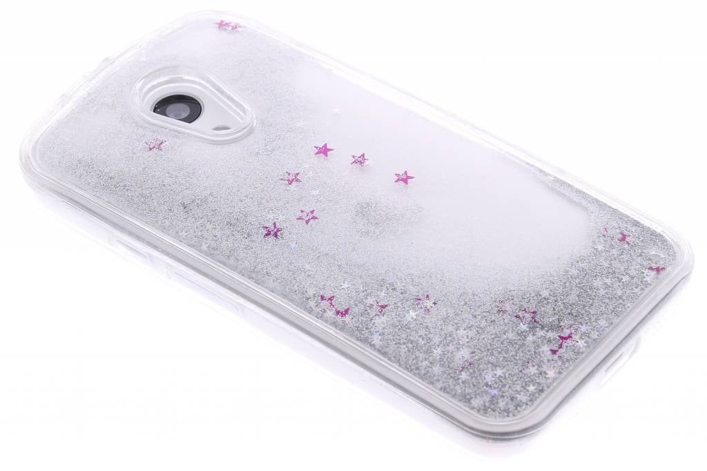 Image of Zilver aqua glitter hardcase hoesje voor de Motorola Moto G 2nd Gen 2014