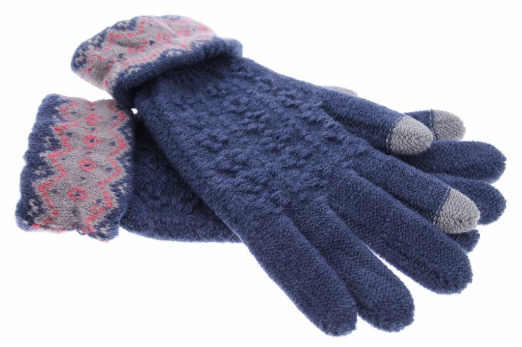 Image of Blauwe gebreide touchscreen handschoenen