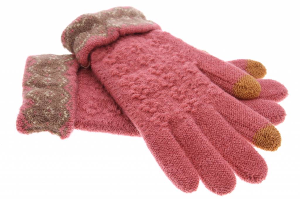 Image of Roze gebreide touchscreen handschoenen