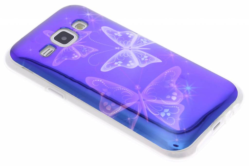 Image of Metallic vlinder design TPU siliconen hoesje voor de Samsung Galaxy J1