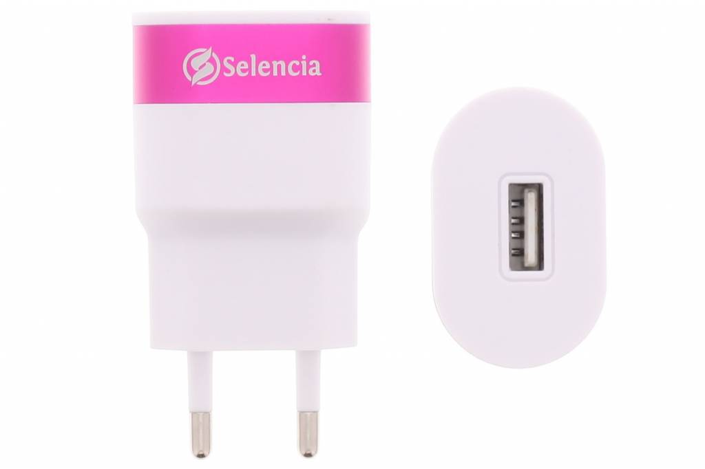 Image of USB Reislader 2A - Wit / Fuchsia