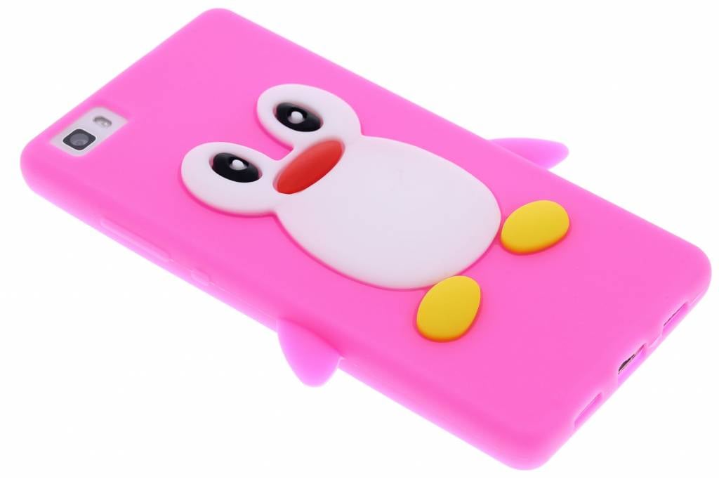 Image of Fuchsia pinguin siliconen hoesje voor de Huawei P8 Lite