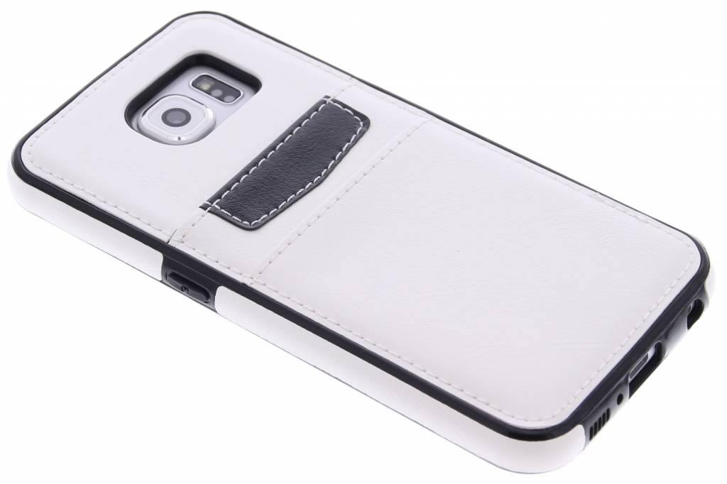 Image of Wit lederen backcover met vakjes voor de Samsung Galaxy S6