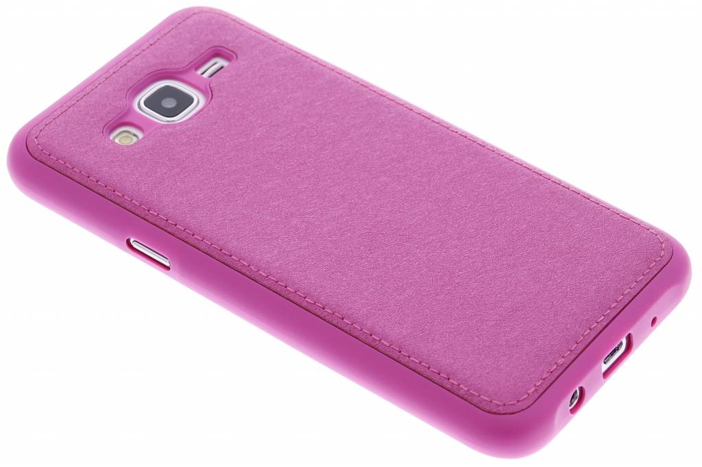 Image of Fuchsia metallic lederen TPU case voor de Samsung Galaxy J5