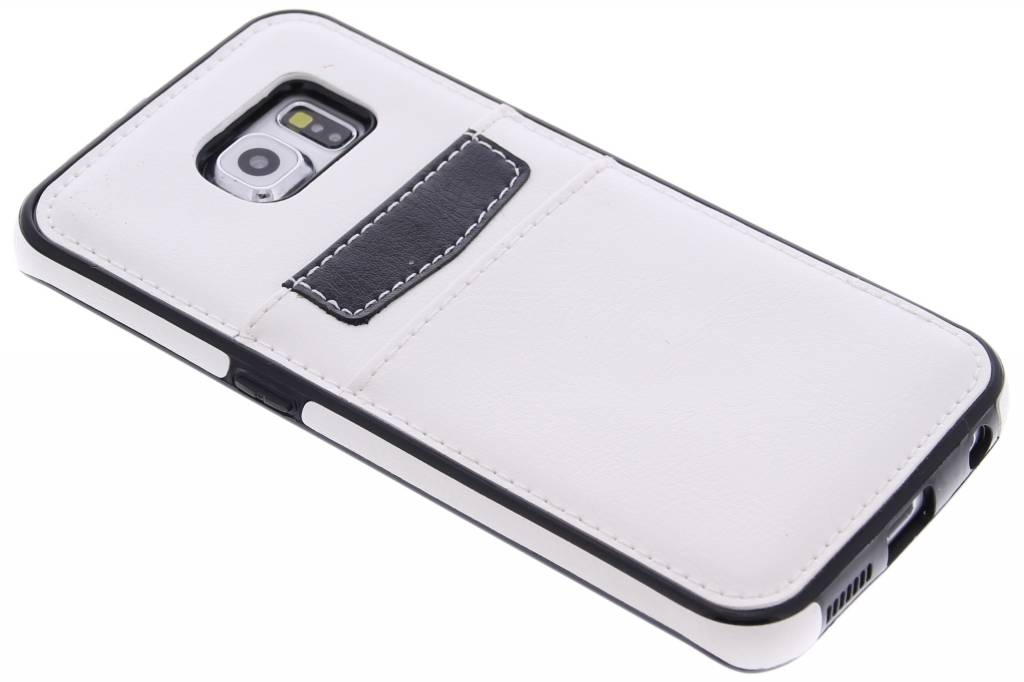 Image of Witte lederen backcover met vakjes voor de Samsung Galaxy S6 Edge