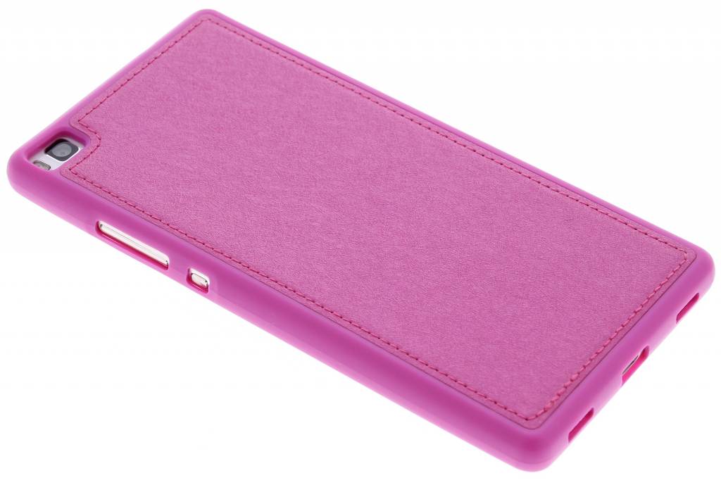 Image of Fuchsia lederen TPU case voor de Huawei P8