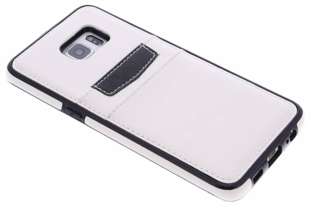 Image of Witte lederen backcover met vakjes voor de Samsung Galaxy S6 Edge Plus