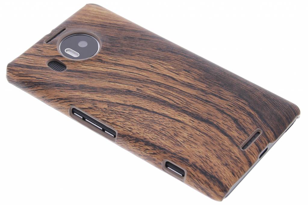 Image of Donkerbruin hout design hardcase hoesje voor de Microsoft Lumia 950 XL