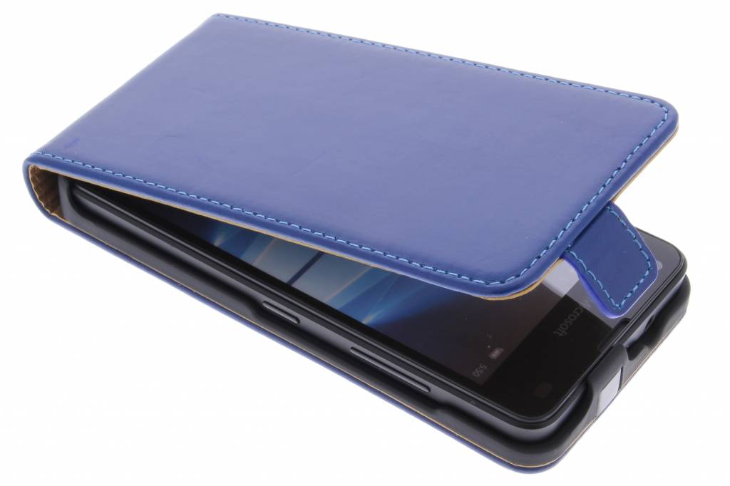 Image of Luxe Lederen Flipcase voor de Microsoft Lumia 550 - Blauw