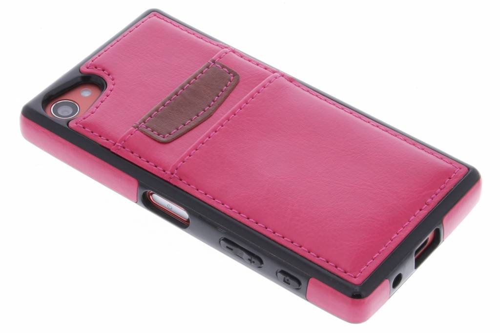 Image of Fuchsia lederen backcover met vakjes voor de Sony Xperia Z5 Compact