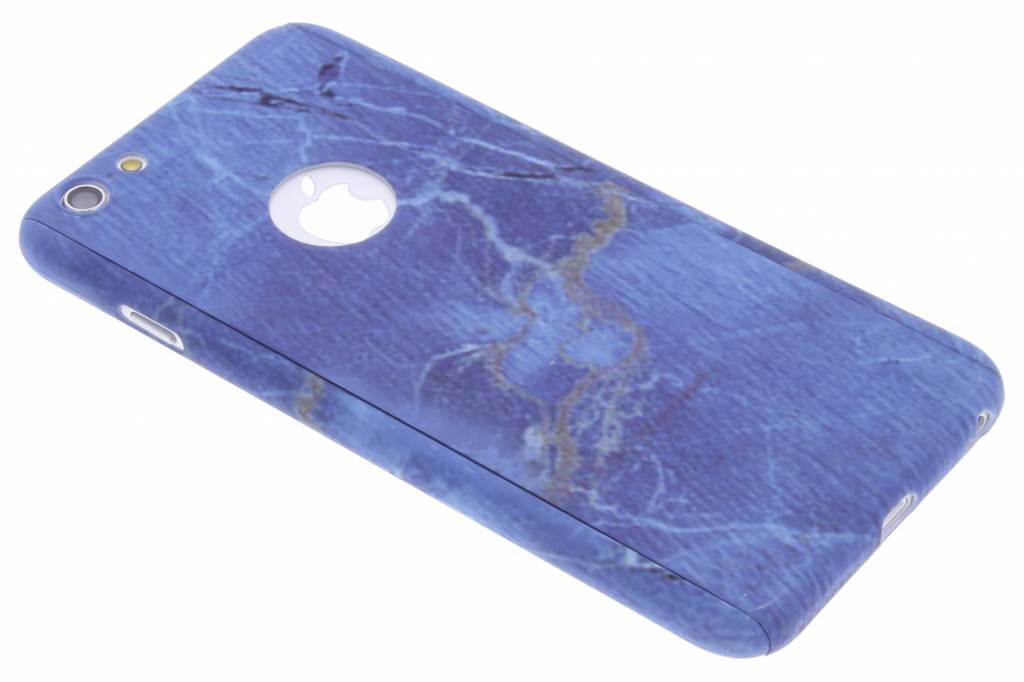 Image of Blauw marmer hardcase hoesje front + back voor de iPhone 6(s) Plus