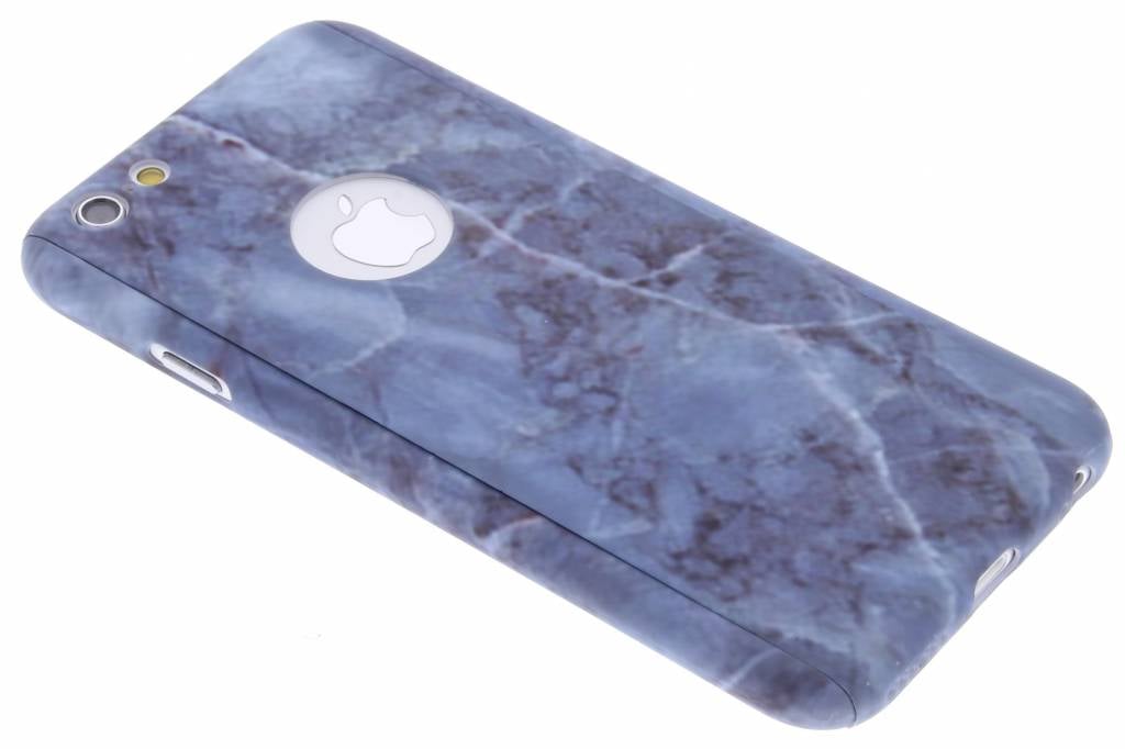 Image of Grijs/blauw marmer hardcase hoesje front + back voor de iPhone 6 / 6s