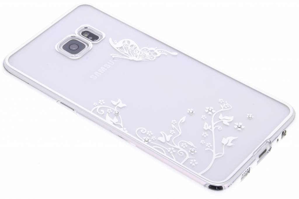 Image of Zilver transparant vlinder design hardcase hoesje voor de Samsung Galaxy S6 Edge Plus