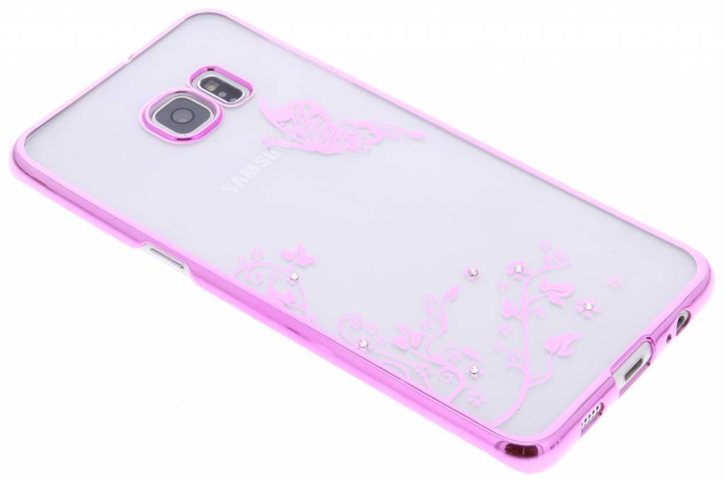 Image of Roze transparant vlinder design hardcase hoesje voor de Samsung Galaxy S6 Edge Plus