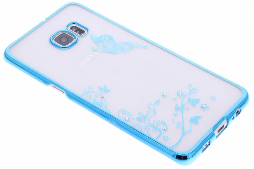 Image of Blauw transparant vlinder design hardcase hoesje voor de Samsung Galaxy S6 Edge Plus