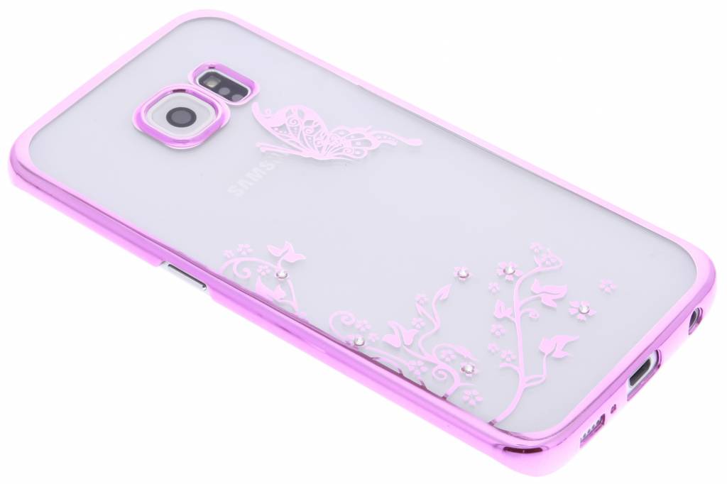 Image of Roze transparant vlinder design hardcase hoesje voor de Samsung Galaxy S6 Edge